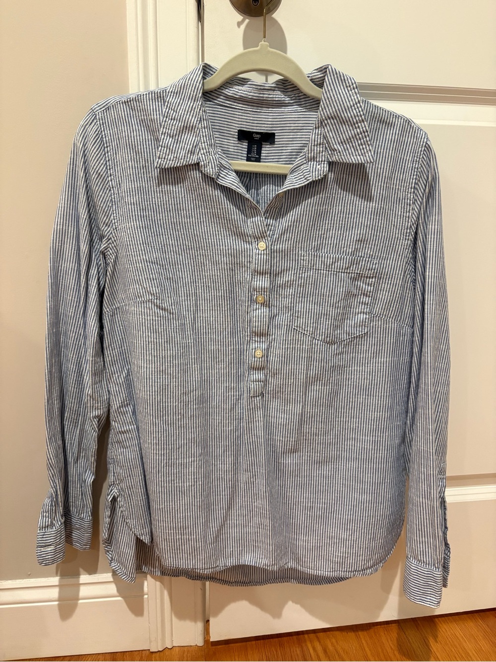 GAP Blue and White Striped Popover Shirt